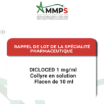 Rappel de lot au Maroc : DICLOCED 1 mg/ml collyre, lot 2X14